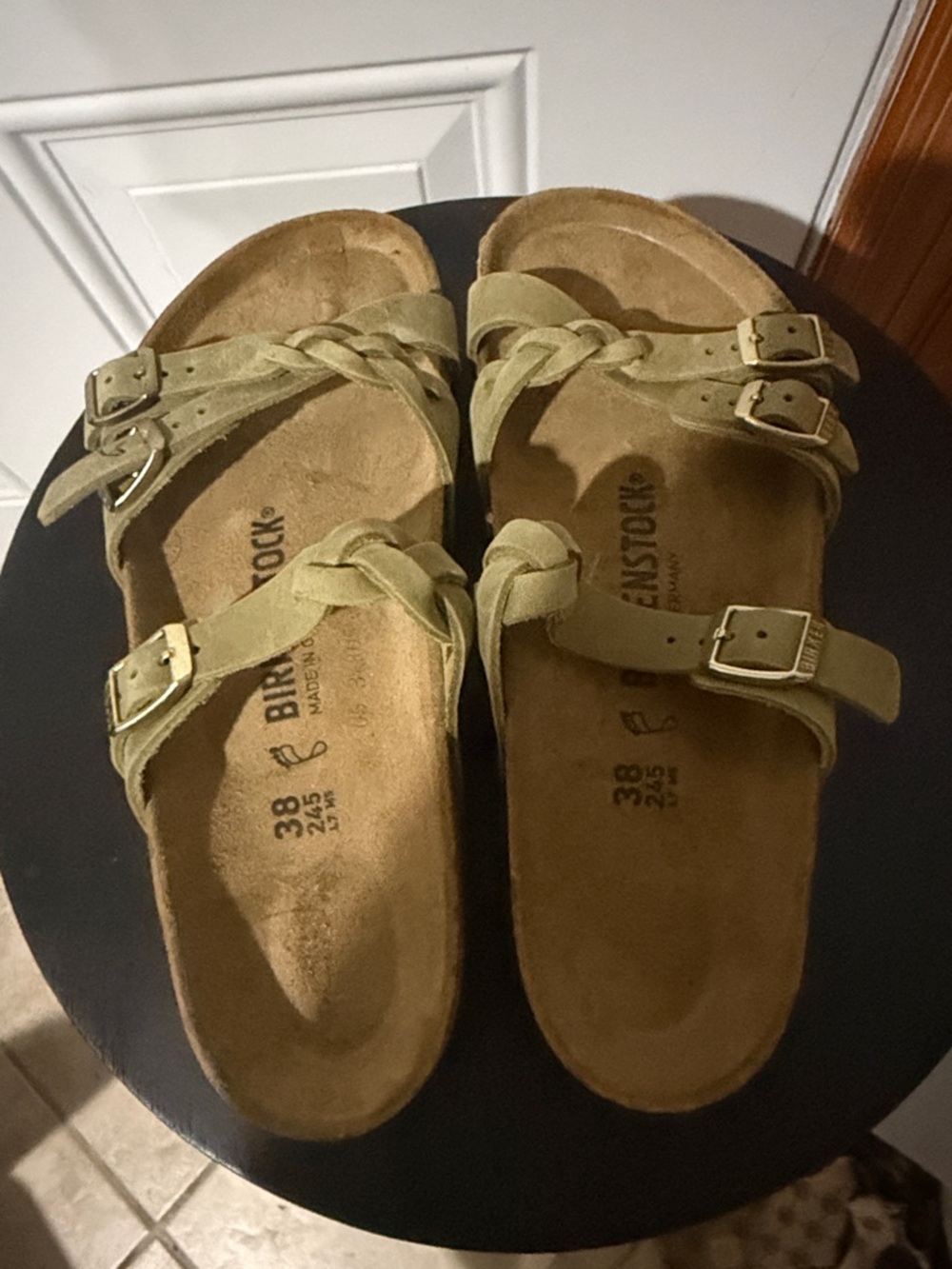 Birkenstock Olive Braided Suede Two-Strap Sandals NWT - Picture 2 of 4